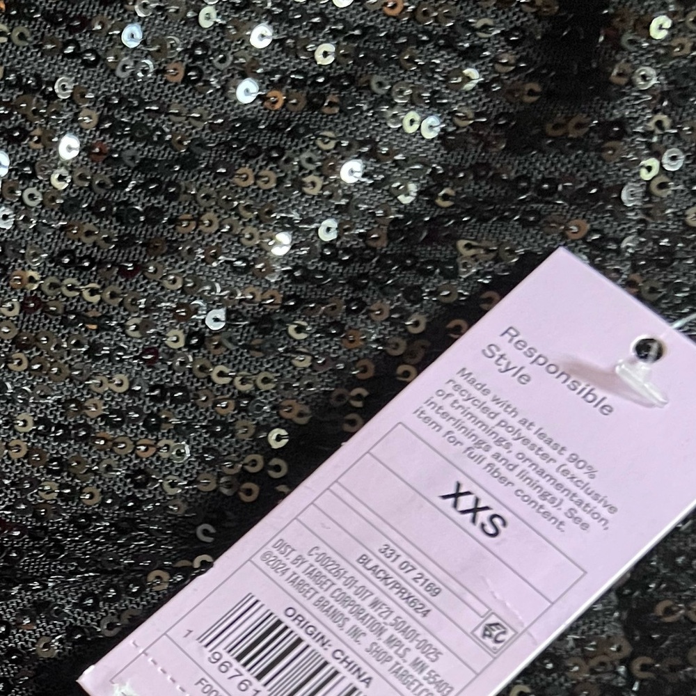 Wild Fable Mid Rise Wide Leg Holiday Sequin Pant. Black. Size XXS - Picture 4 of 7